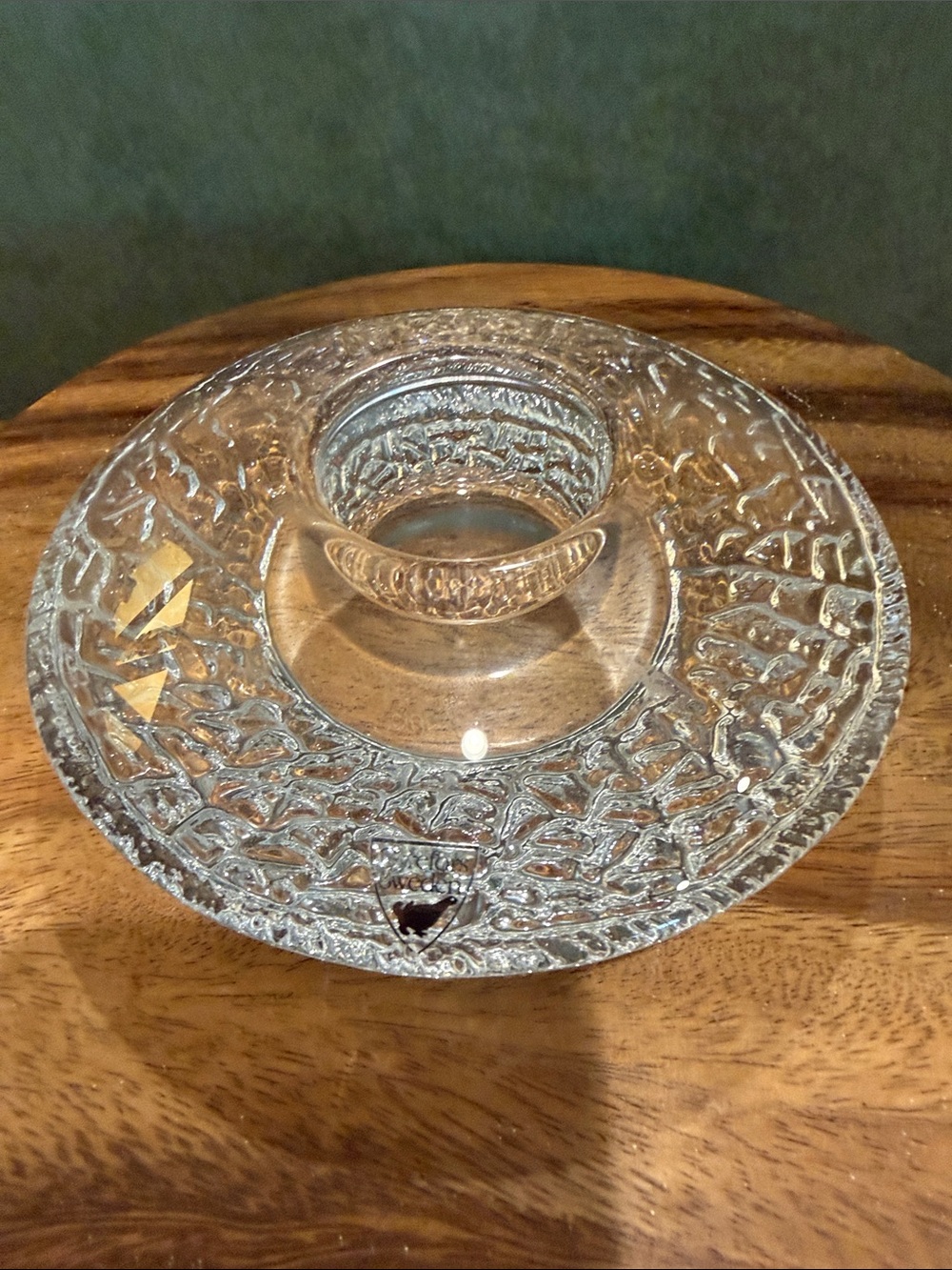 Orrefors Kostaboda Clear Textured Glass Candle Holder